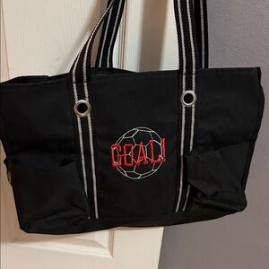 Thirty-One Black Tote with Red Embroidery